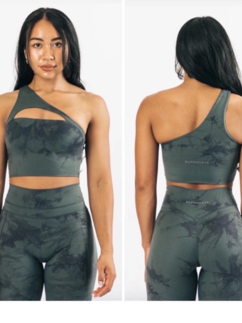 Alphalete Alphalux One Shoulder Tie Dye Cut Out Sports Bra Size Small